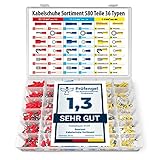 BEARTOOL® Kabelschuhe Set (580 Teile 36 Typen) Flachsteckhülsen, Flachstecker, Kabelverbinder Set, Quetschverbinderer Set, Ringkabelschuhe