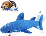 Pawaboo Hundespielzeug, Wiederaufladbar Haiform Plüschhundespielzeug mit Knisterpapier Quietschspielzeug Interaktives Hundespielzeug für Kleine und Mittelgroße Hunde Spiel Training Stressabbau, Blau