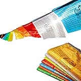 Gandhanra Tibetische Gebetsfahnen Golddruck Avalokitesvara 5m/20Stück - Om Mani Padme Hum für Buddhistische Altäre, Meditationsräume & Außendekoration
