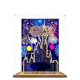 Acryl-Vitrine für Lego 43222 Cinderella Castle Modell, 3 mm staubdichte Schaukasten, Vitrine kompatibel mit Lego 43222 (Modell nicht im Lieferumfang enthalten) (Hintergrund Holzsockel A)