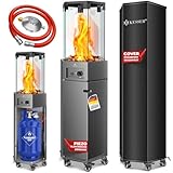 KESSER® Gasheizstrahler 4/8 kW Gas Piezozündung Heizung + Gasdruckregler + Cover, 360° Rollen Kippschutz, Terrassenheizstrahler Gasheizung Gasheizer Outdoor Kamin Mobiler Heizpilz, Heizer, Anthrazit