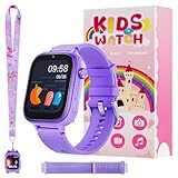OKYUK 4G Kinder smartwatch, smartwatch Kinder mit GPS und Telefon,Armbanduhr Junge mädchen,mit Video Phone Call, Nachrichten, Schulmodus, SOS-Funktion, Kamera und Schrittzähler (Lila)