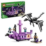 LEGO Minecraft Der Enderdrache und das Endschiff - Interaktives Spielzeug mit Boot, Drache und 3 Figuren, darunter EIN Enderman - Kreatives Gamer Geschenk für Jungen & Mädchen ab 8 Jahren - 21264