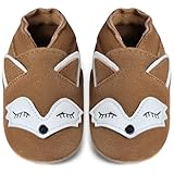 IceUnicorn Baby Lauflernschuhe Krabbelschuhe Baby Mädchen Jungen Lederpuschen Weicher Leder Wildledersohlen Lederschuhe Babys(Kastanienfuchs, 12-18 Monate)
