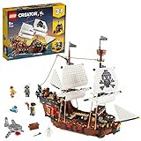 LEGO 31109 Creator 3-in-1 Piratenschiff Set, Spielzeug mit 3 Baumöglichkeiten, Baue in Piraten-Taverne oder Pirateninsel mit Totenkopf um, inklusive 3 Minifiguren für Rollenspiel-Abenteuer
