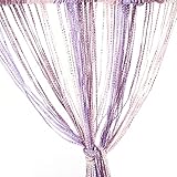 Tür-Fadenvorhang, Wandpaneel, Fransen, Fenster, Raumteiler, Zuhause, Terrasse, Schlafzimmer, dekorative Quaste, Band, Streifen, Silberfaden, Bildschirm für Hochzeit, Kaffeehaus (hellviolett, hellrosa)