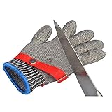 Schnittfeste Handschuhe, Schnittschutzhandschuhe aus 316er Stahldrahtgeflecht, Schutzhandschuhe der Sicherheitsstufe 5 für die Arbeit in der Küche, beim Angeln und Schlachten, weich und atmungsaktiv,