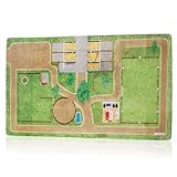 Little Lino Pferde Spielteppich Extra Weich - Reiterhof & Pferdestall Spielwelt - rutschfeste Spielmatte fürs Kinderzimmer 118 x 220 cm