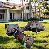 Homegroove 4-in-1 Regenbogen Outdoor Katzengehege, Portable Katzen Outdoor Gehege Mit Katzenzelt & Tunnel für Kleintiere