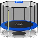 KESSER® Trampolin Ø 305 cm | TÜV Rheinland GS Zertifiziert | Komplettset mit Sicherheitsnetz, Leiter, Randabdeckung & Zubehör | Kindertrampolin Gartentrampolin Belastbarkeit 150 kg, Blau