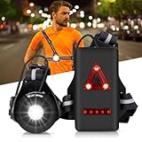 Lauflicht, Brustlampe mit verstellbarem Strahl 500 Lumen, USB wiederaufladbare wasserdichte vordere Lampe und hintere Warnblinkende LEDs