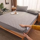 YUDEYU Spannbettuch Quilt-Bastelschicht rutschfeste Befestigung Matratzenschoner(Light Gray,90x200cm/high 5-25cm)