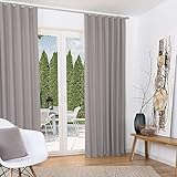 Beautissu 2er Set Thermovorhang Gardine 140x245 cm Grau – Thermogardine Set Kräuselband – Vorhang isolierend Kälte- & Hitzeschutz Universalband – Verdunkelnd Wohnzimmer, Schlafzimmer – Amelie TK