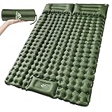 flintronic Camping Isomatte Selbstaufblasend mit Fußpresse Pumpe, 10CM Thick Wasserdicht Isomatte mit Kopfkissen, Outdoor Aufblasbare Luftmatratze, Faltbar Doppelt Schlafmatte für Outdoor, Camping
