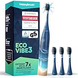 happybrush® Schallzahnbürste Eco Vibe 3 – TESTSIEGER – 100 Tage testen - Elektrische Zahnbürste mit 8 Wochen Akku – Ultraschall Zahnbürsten – 2 Jahre Garantie - Inkl. Aufsteckbürsten - Ocean