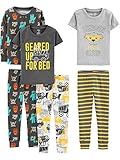 Simple Joys by Carter's Baby-Jungen 6-Piece Snug Fit Cotton Pajama Pyjama-Set, Dunkelgrau Monster/Grau Helden/Weiß Lkws/Streifen, 2 Jahre (3er Pack)