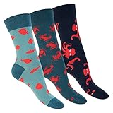 Footstar Damen & Herren Bunte Motiv Socken (3 Paar) Lustige Baumwoll Socken - Ocean 41-46