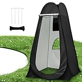 Charmofun Pop Up Duschzelt, Camping Toilettenzelt Umkleidezelt UV-Schutz, Mobile Tragbar WC Zelt mit Tragetasche, Camping Duschkabine für Outdoor (Schwarz)
