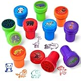 OSDUE 10 Stück Stempel, Briefmarken, Stempelset Tiere, Selbstfärbend, Niedliche Stempel für Weihnachten, Spiel, Spaß, Hobby und mehr(Wilde Tiere)