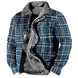 HolzfäLler Jacke GefüTtert Flanellhemd Herren Plaid Thermohemd HolzfäLlerhemd GefüTtert Hemdjacke Teddyfleece Jacke Tragejacke Winter Blau L