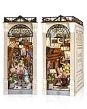Rolife Book Nook Kit für Erwachsene DIY Miniature House mit Licht für Buchstütze Bibliothek Bücherregal Dekoration Arcade Dating 3D Puzzle Buchstützen aus Holz Erwachsene Booknook