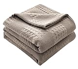 Hayisugal Tagesdecke 100% Baumwolle Kuscheldecke Leichte Wohndecke in Waffeloptik, Softe Überwurfdecke Bett, Sofa Überwurf Wohnzimmer Schlafzimmer Sommerdecke Baumwolldecke, Hellgrau, 200 x 230cm