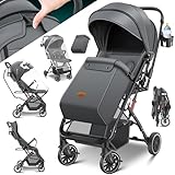 KIDIZ® Kinderwagen Kinderbuggy klappbar Liegebuggy Sportwagen Faltbar 360° Räder 5-Punkt Gurt Inkl. Fußsack, Getränkehalter, Regenabdeckung & Moskitonetz verstellbare Rückenlehne & Sonnenverdeck