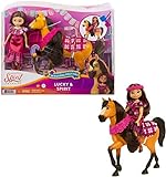 Dreamworks Spirit GXF63 - 'Spirit - frei und ungezähmt' Miradero Festivalstand Lucky Puppe (18 cm) und Pferd Spirit (20cm) mit langer Mähne und Zubehör, tolles Geschenk für Kinder ab 3 Jahren