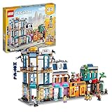 LEGO Creator 3-in-1 Hauptstraße zu Art-déco-Hochhaus oder Marktstraße Modellbau-Set, Konstruktionsspielzeug mit Hotel, Café, Wohnungen und Geschäften, kreativer Modellbausatz, Geschenkidee 31141