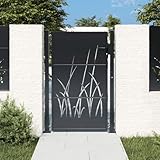 Willood Gartentor Gartentür Abschließbar Hoftor Eingangstor für Garten Terrasse, Tor Zauntor Gartenpforte Anthrazit 105x155 cm Stahl Gras-Design