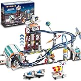 HOGOKIDS Weltraum-Achterbahn-Bauspielzeug – 926-teiliges Achterbahn-Bauset mit Hebebühne, Satelliten, Rakete, baubarer Weltraum-Vergnügungspark für Erwachsene Mädchen Jungen im Alter von 6–12 Jahren