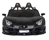 FINOOS Kinder Elektroauto Lamborgini Aventador 24V, 2 Sitzer, mit 2,4Ghz Fernbedienung, 2 x 24V 200Watt, 2-6 Jahre (Schwarz)