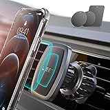 LISEN Handyhalterung Auto Magnet 2023 Upgraded Clamp Handyhalter Auto Zubehör Lüftung KFZ Handy Halterung mit 6 Starke Magnet 3 Metallplatte, Kompatibel für iPhone Samsung Huawei Smartphone