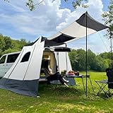 Heckzelt Auto 200x200x205cm, Autozelt für VW T5 T6， Heckklappenzelt für 2-3 Personen, Heckzelt ist Wasserdicht bis 3000 mm, SPF 35+, Auto Vorzelt für VW T5 T6, Car Tent, T5 T6 Camping Zubehör.