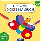 Mein erstes dickes Malbuch ab 2: Mit farbigen Vorlagen | Erstes Ausmalen mit einfachen Motiven (Malbuch ab 2 Jahren)