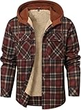 Zaitun Herren Winterjacke Warme Fleecejacke Kariertes HolzfäLlerhemd Hemdjacke mit Kapuze Outdoor Jacken Thermo Flanell Jacke