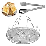 Camping Toaster Für Gaskocher Toaster Für Kocher 4 Scheiben Toaster aus Edelstahl mit faltbarem Ständer für Gasherd Outdoor Picknick Reisen Wohnmobile