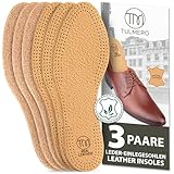 TULMERO 3 Paare Leder Einlegesohlen Herren und Damen mit echtem Naturkork - Ledersohlen Für Schuhe gegen Schweißfüße Große 39