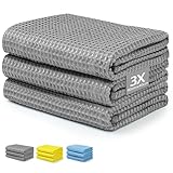 Yokuni Geschirrtücher Baumwolle 3er Set, 60X40cm Trockentücher Küche Saugfähig und Schnell Trocknend, Geschirrtücher Microfaser Leicht Reinigen, Waffeltuch für Küche, Auto, Beauty, Tägliche Reinigung