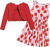 Arshiner Mädchen Kleider Bolero Kinder Ärmelloses Kleid mit Strickjäckchen Set Baumwolle Festliche Freizeit Kleid für Kleine Mädchen 4-5 Jahre 110