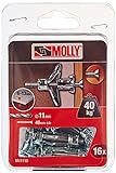 Molly m11110-xj Dübel Plätzchendose Expansion mit Schrauben M5 Ø 5 x 36 mm, grau, 16-teiliges Set
