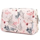 Groß Make up Tasche Damen Schminktasche Gross Kosmetiktasche Größe Kulturtasche Damen Kulturbeutel, Makeup Tasche Makeup Bag (Beiger Flamingo, Groß)