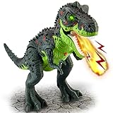 HYAKIDS Dinosaurier Spielzeug mit Sprühen, Lichtern und Brüllen, Gehen Tyrannosaurus Rex Figuren Lernspielzeug für Kinder Jungen Mädchen ab 3 4 5 Jahre, Grün