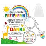 HOWAF Abschiedsgeschenk Erzieherin, Schutzengel Schlüsselanhänger Erzieherin mit Herz & Karte, Organza Beutel für Kindergarten Abschiedsgeschenk, Erzieher Geschenk Lehrerin Abschied, A