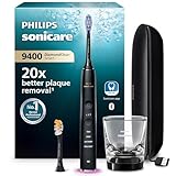 Philips Sonicare DiamondClean Smart 9400 elektrische Zahnbürste, Schallzahnbürste mit App, Drucksensor, Bürstenkopferkennung, 4 Putzmodi und 3 Intensitätsstufen, Schwarz, Modell HX9917/89