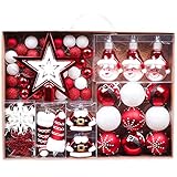 Valery Madelyn Weihnachtskugeln 70 stück Christbaumkugeln Weihnachtskugel Geschenkpaket Weihnachtsbaumschmuck Christbaumschmuck mit Aufhänger für Weihnachtsbaum Weihnachtsdeko