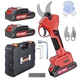 XIAZIR 40mm Akku astschere, mit 2 Stück 21V 2000mAh Akkus & Ersatzklingen Set，elektrische gartenschere，elektrische schere