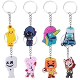 Mizijia 8 Stück Fortnit Cartoon Schlüsselanhänger, Niedlich Anime Schlüsselbund Kinder, Fortnit Keychain Set, Personalisierter Schlüssel Anhänger für Geschenke Junge, Auto Schlüsselanhänger