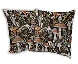SKYDAWNY Pilze Wurfkissenbezüge, 45,7 x 45,7 cm, 2er-Set, Beeren, Käfer, Blumenmuster, dekorativ, weich, quadratisch, Heimdekoration für Sofa, Bett, Wohnzimmer, Bauernhaus