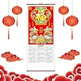 Chinesischer Neujahrskalender 2026 Jahr des Pferd Wandkalender 福 Chinesischer Monatskalende 金童玉女 Zodiac Animals Chinesisch Kalendarien Hängender Kalender Heimdekoration für 2026 Neujahr Home Office